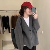 Polyester Women Coat loose Acrylic knitted Solid : PC