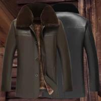PU Leather Men Coat fleece & loose Solid PC