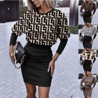 Polyester Waist-controlled & High Waist Sexy Package Hip Dresses printed geometric PC