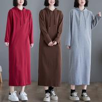 Cotton With Siamese Cap One-piece Dress slimming & loose Solid PC