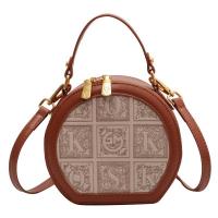 PU Leather Handbag bun & embroidered & attached with hanging strap letter PC