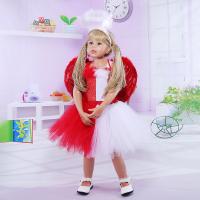 Polyester Children Princess Costume & three piece wing & hair accessories & skirt patchwork red and white Set
