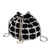 Cloth Bucket Bag Crossbody Bag with chain & soft surface plaid PC