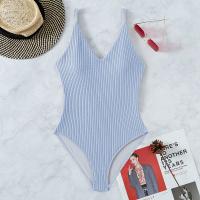 Polyester One-piece Swimsuit deep V & backless Solid PC
