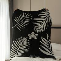 Acrylic Blanket thermal knitted leaf pattern white and black PC