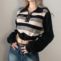 Cotton Women Long Sleeve T-shirt & loose printed striped PC