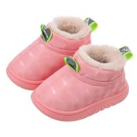 PU Leather Children Slippers & anti-skidding & thermal Plastic plain dyed Solid Pair