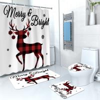 Polyester Nightstool Cover and Mat christmas design & three piece printed Set