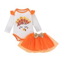 Polyester Costume de bébé rampant Costume de bébé rampant & Jupe Imprimé Orange Ensemble