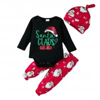 Baumwolle Kinder Weihnachtskostüm, Crawling Baby Anzug & Hat & Hosen, Gedruckt, mehrfarbig,  Festgelegt