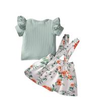 Cotton Slim Girl Clothing & two piece Hair Band & skirt & top printed multi-colored Set