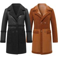 Synthetic Leather Plus Size Women Coat mid-long style & thick fleece & loose Solid PC