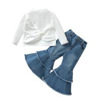 Cotton Girl Clothes Set & two piece Pants & top Solid white Set