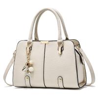PU Leather Tote Bag Handbag with hanging ornament & attached with hanging strap Lichee Grain PC