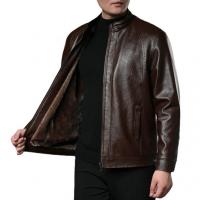 PU Leather Plus Size Men Coat fleece Solid PC