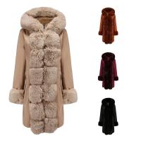 Artificial Fur With Siamese Cap Women Parkas thicken & loose & thermal Solid PC