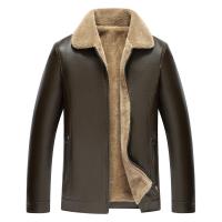 PU Leather Plus Size Men Coat & thick fleece & loose & thermal Solid PC