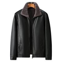 PU Leather Men Coat fleece & thermal Solid PC