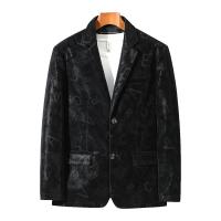 PU Leather Plus Size Men Coat jacquard letter black PC