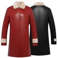 Synthetic Leather Plus Size Women Coat mid-long style & thicken & loose washed Solid PC