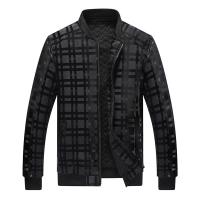 PU Leather Plus Size Men Coat & loose plaid black PC