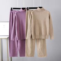 Acrylique Ensemble occasionnel de femmes Pull & Pantalon Tricoté Solide plus de couleurs pour le choix : Ensemble