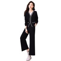 Polyester Women Casual Set & two piece Wide Leg Trousers & top Solid Set