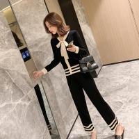 Polyester Women Casual Set two piece & loose Pants & top knitted : Set