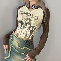 Baumwolle Frauen Langarm T-shirt, Gedruckt, Aprikose,  Stück