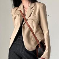 Polyester Women Suit Coat slimming patchwork Solid khaki PC