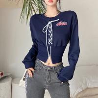 Polyester Slim Women Sweatshirts blue PC