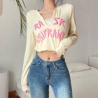 Cotton Women Long Sleeve T-shirt & loose printed letter Apricot PC