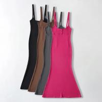 Polyester Slim Slip Dress knitted Solid PC