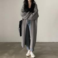Cotton Women Long Cardigan & loose knitted Solid PC