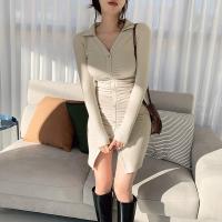 Cotton Slim Sexy Package Hip Dresses knitted Solid PC