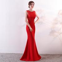 Polyester Slim & Mermaid Long Evening Dress embroidered Solid PC