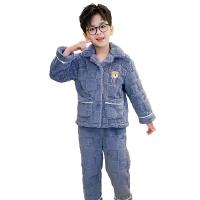 Coral Fleece Boy Pajama Set & thermal Pants & top plain dyed Solid Set