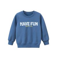 Cotton Children Sweatshirts plain dyed letter blue PC