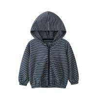 Cotton With Siamese Cap Boy Coat plain dyed striped black PC