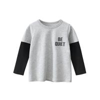 Cotton Boy T-Shirt plain dyed letter gray PC