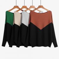 Cotton Women Knitwear contrast color & loose knitted patchwork : PC