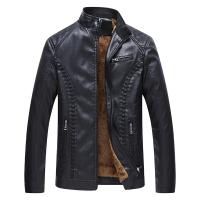 PU Leather & Polyester & Cotton Slim Motorcycle Jackets & thick fleece Solid PC
