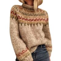 Wool & Polyester Women Sweater & loose & thermal knitted geometric PC