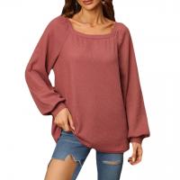 Spandex & Polyester Women Long Sleeve T-shirt & loose plain dyed Solid PC