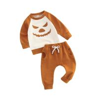 Cotton Children Halloween Cosplay Costume & two piece Pants & top printed brown Set