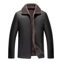 PU Leather Plus Size Men Coat & thick fleece & loose Solid PC