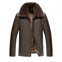 PU Leather Plus Size Men Coat & thick fleece & loose & washable Solid PC