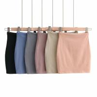 Cotton Sheath & High Waist Package Hip Skirt patchwork Solid PC