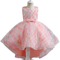 Polyester Ball Gown Girl One-piece Dress with bowknot Argyle PC