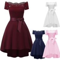 Lace A-line & High Waist One-piece Dress with bowknot PC